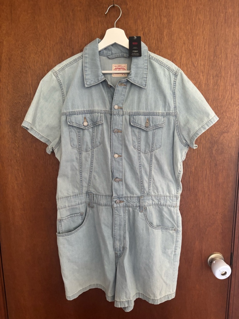 Levi's Light Blue Denim Short-Sleeve Romper - Picture 3 of 5